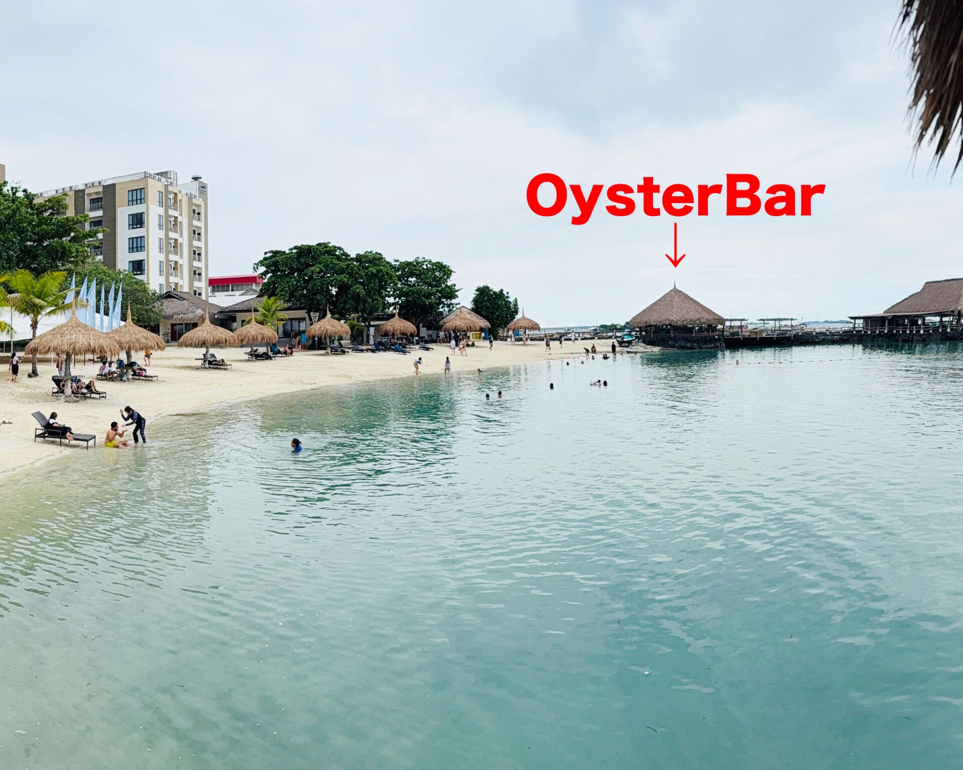 セブ・マクタン島のBluewater MaribagoにあるOyster Bar周辺の海辺の立地