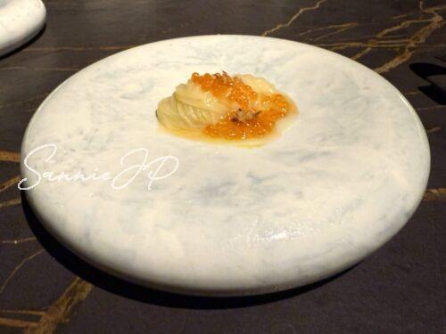 新玉ねぎクーリのカッペリーニとイクラ