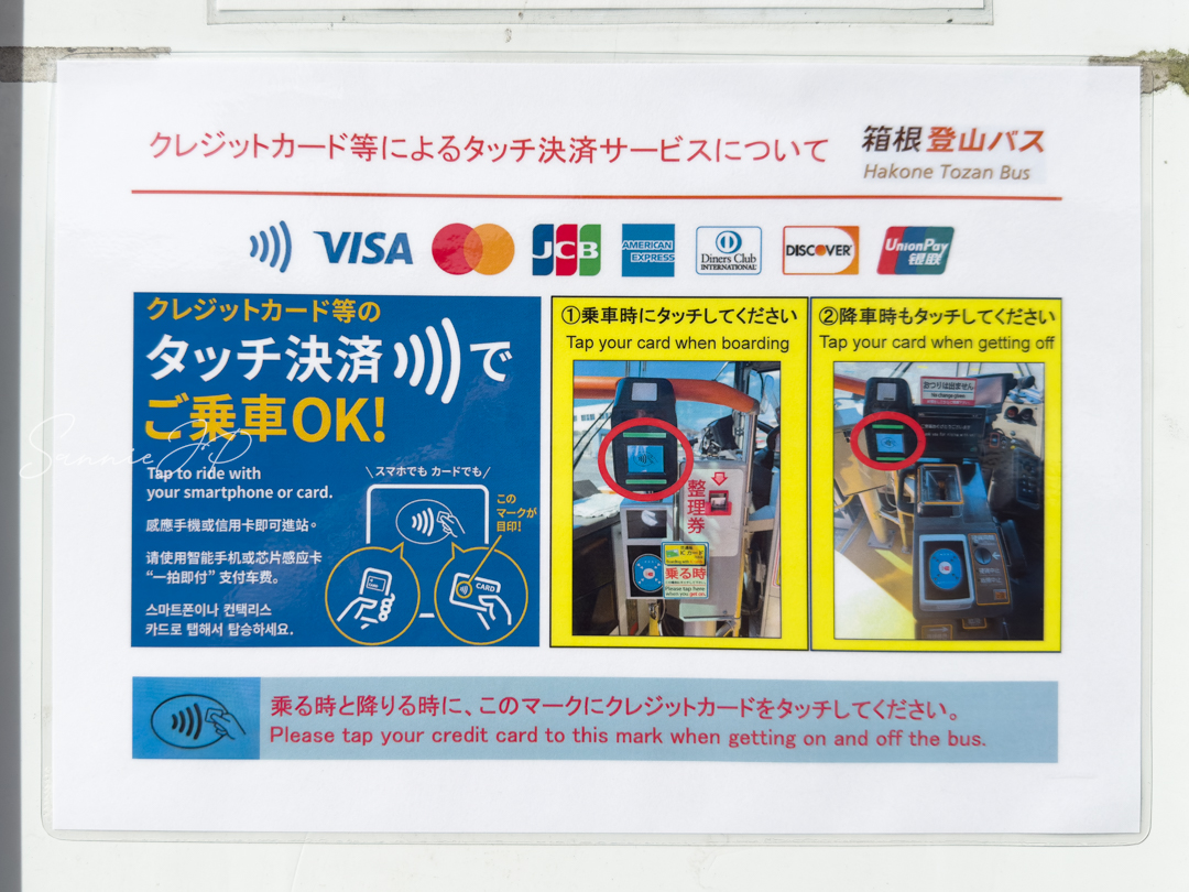 タッチ決済対応の告知。日帰り温泉への移動がさらに身軽に