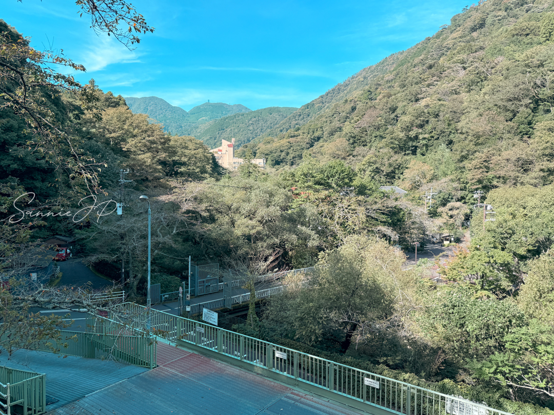 山あいに佇む天山湯治郷を遠望。箱根の自然に抱かれる安らぎ