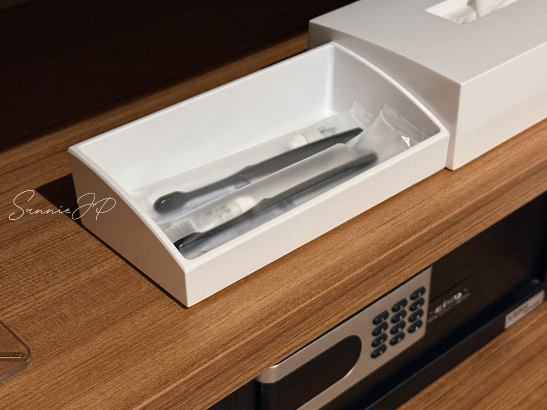 客室に置かれた歯ブラシのアップ。箱根ゆとわひとり旅で気になる水まわりアメニティ